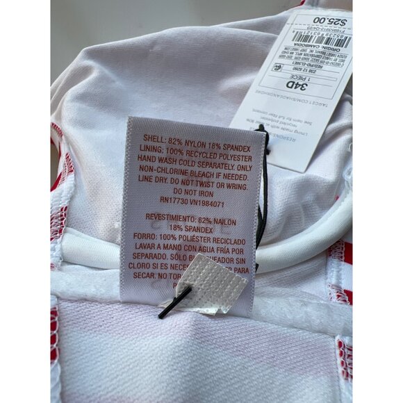 Shade & Shore Red & White Striped Bikini Top 34D With Removable Pads - Picture 7 of 7